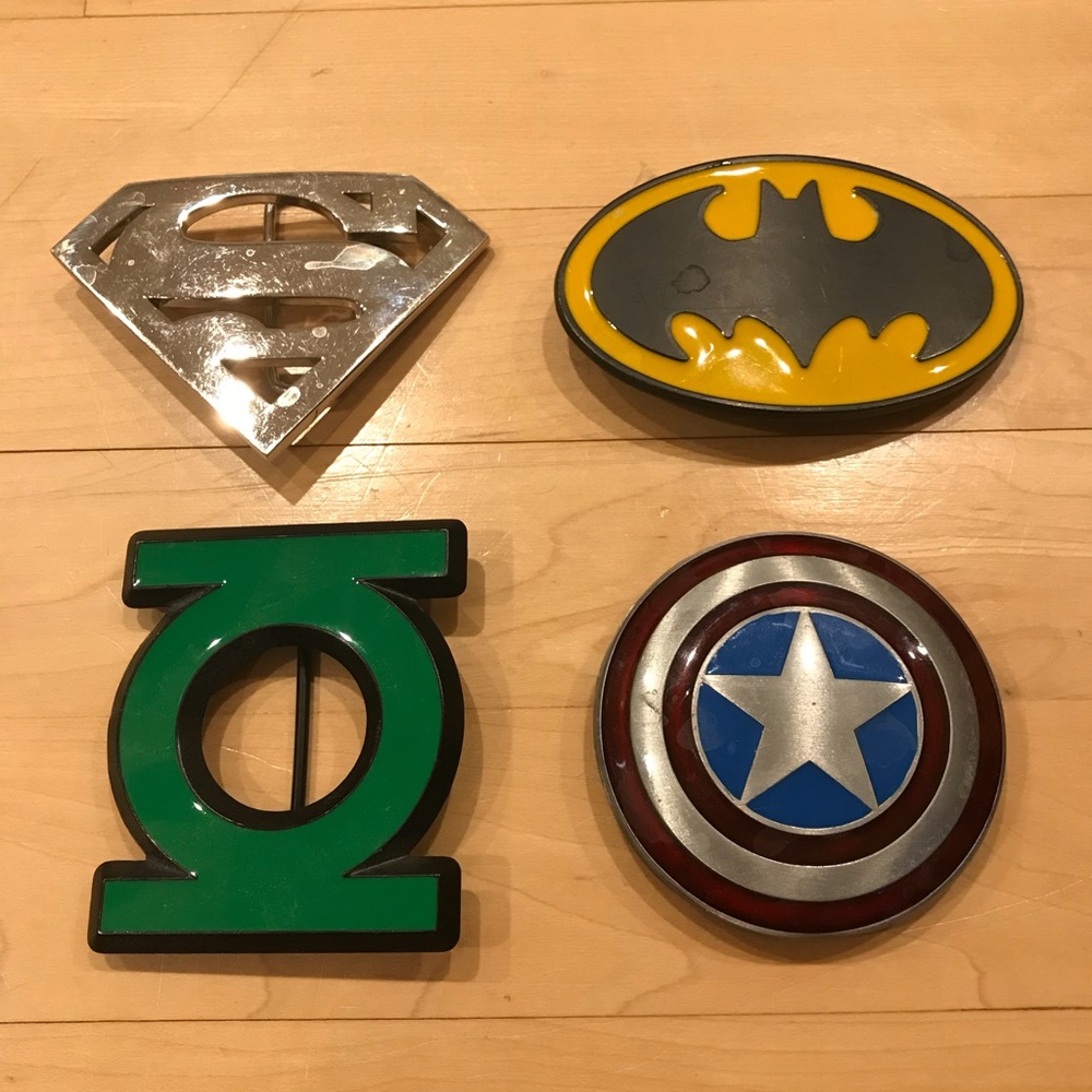 Assorted Super Hero Belt buckles. Superman Batman